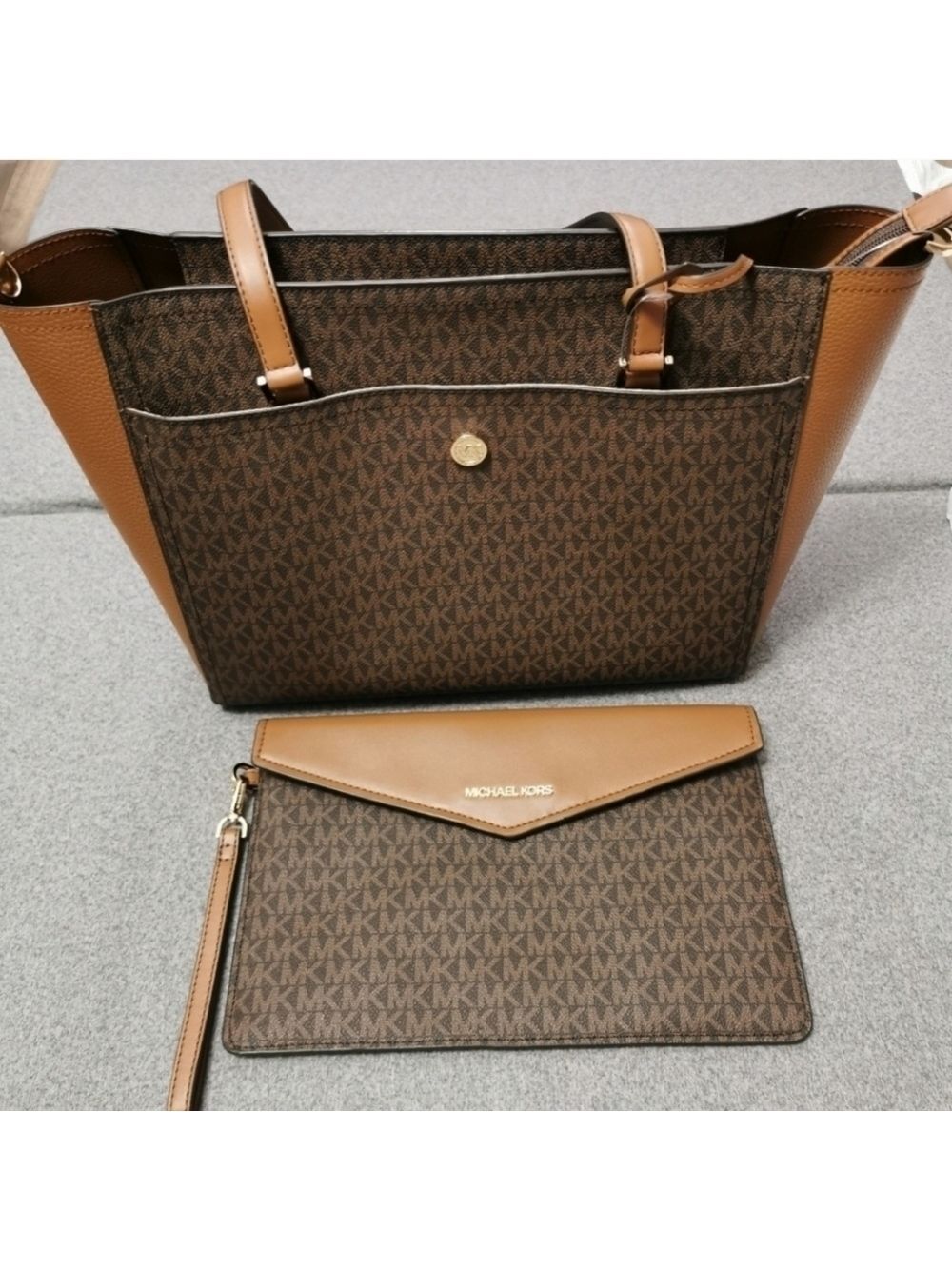 Michael Kors Zipper Tote And Clutch Bag